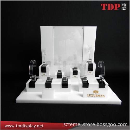 Wholesale Acrylic Customized White Watches Display Counter